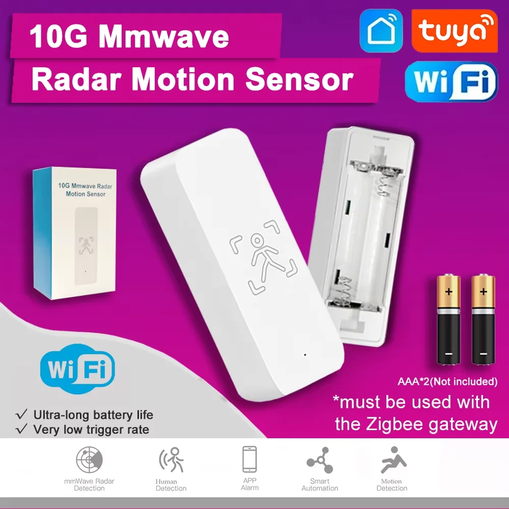 Tuya WiFi PIR Motion Sensor Smart Human Body Infrared Detector 10GHz MmWave Radar Motion Detector Smart Home Smart Life Alexa