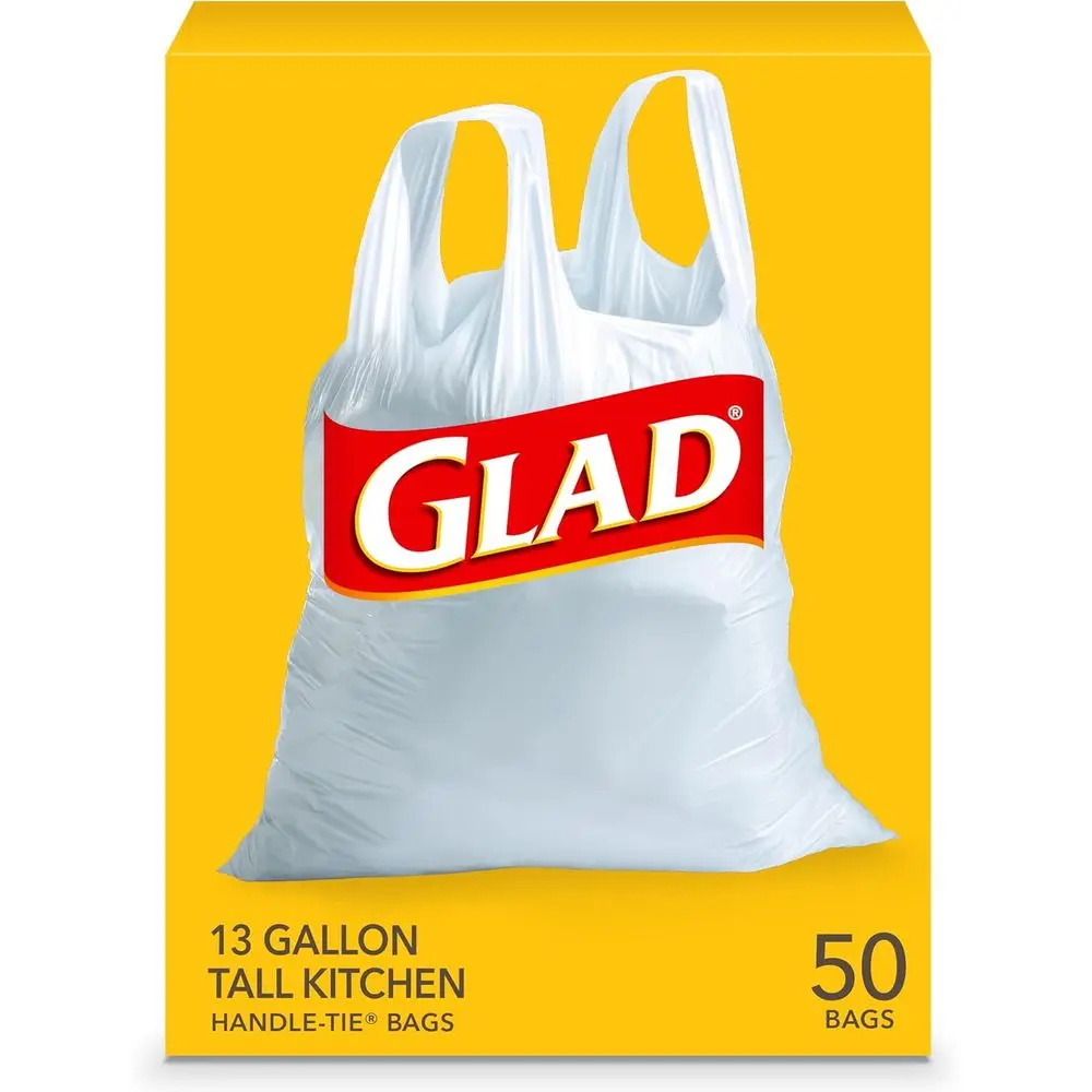 

High-Capacity 13-Gallon Kitchen Trash Bags, Odorless, 50 Pack with Handle-Tie
