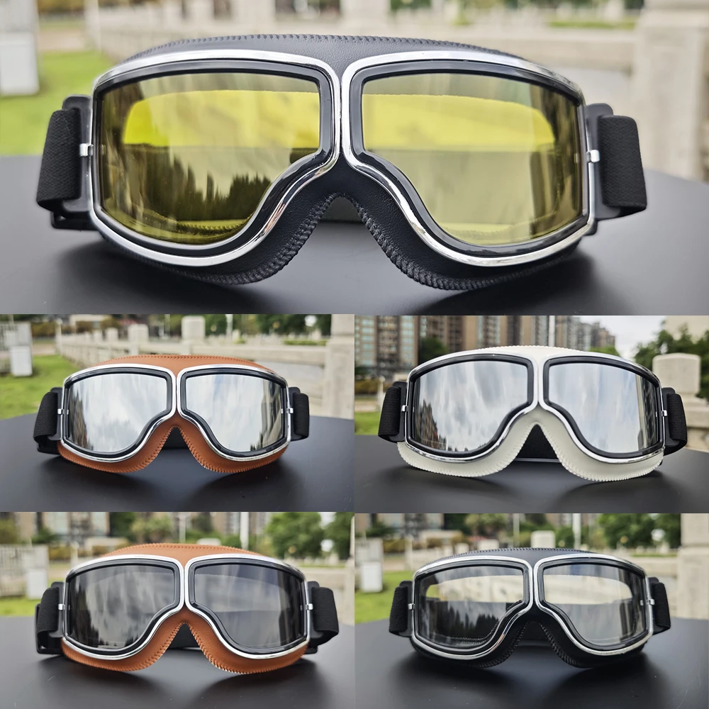 

Защита от ветра/пыли и песка, защитные очки Windbreak UV400, внедорожные лыжные очки — мотоциклетные очки в стиле ретро, линзы HD, легкие,