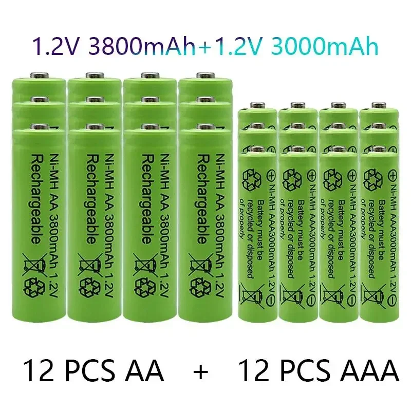 1.2 V AA 3800mAh + AAA 3000 mAh Piles Rechargeables batterie NI-MH Rechargeable pile livraison gratuite
