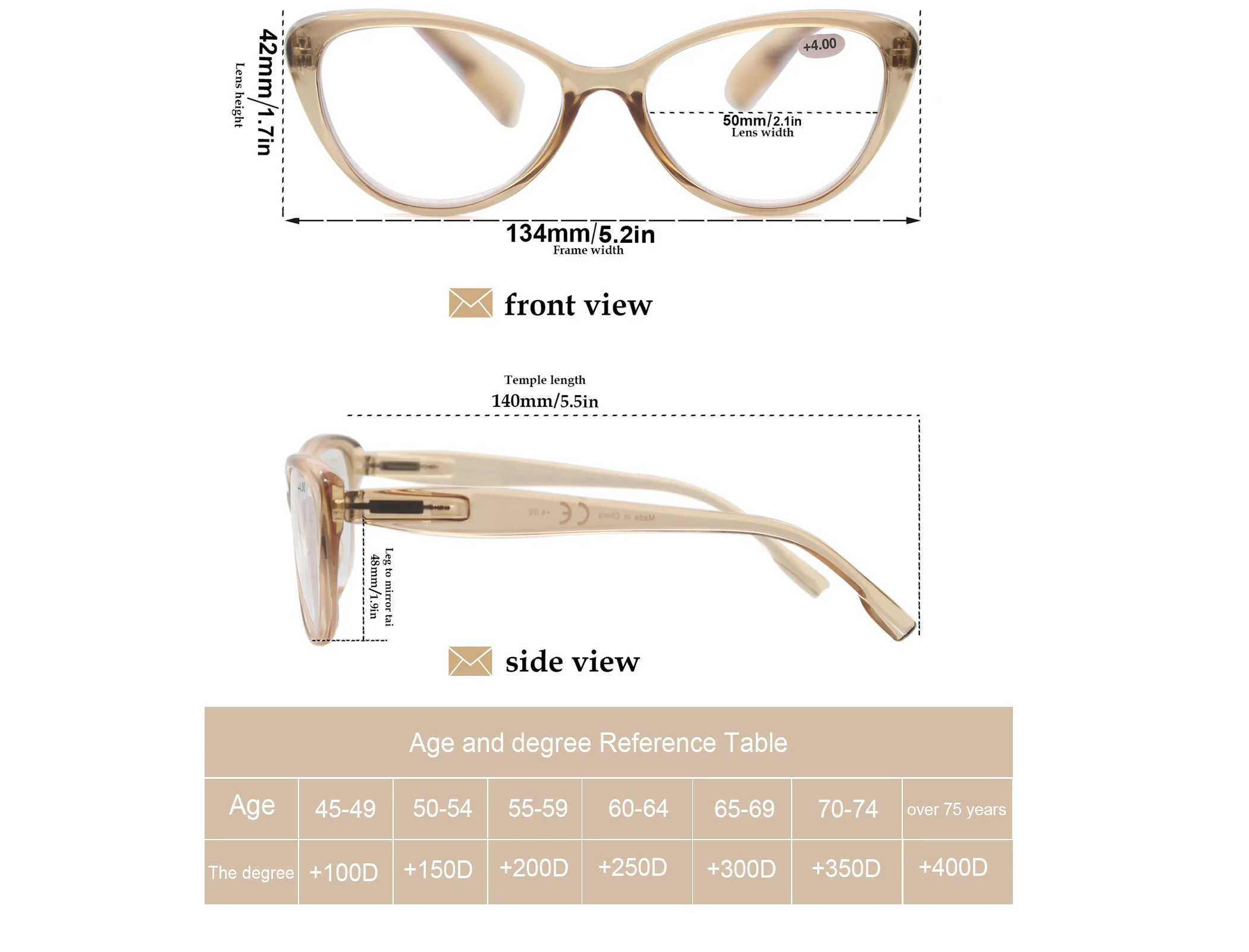 Women Vintage Reading Glasses Cat Eye Reader Stylish Eyeglass Ladie Presbyopic Dioprer Frames With Pouch