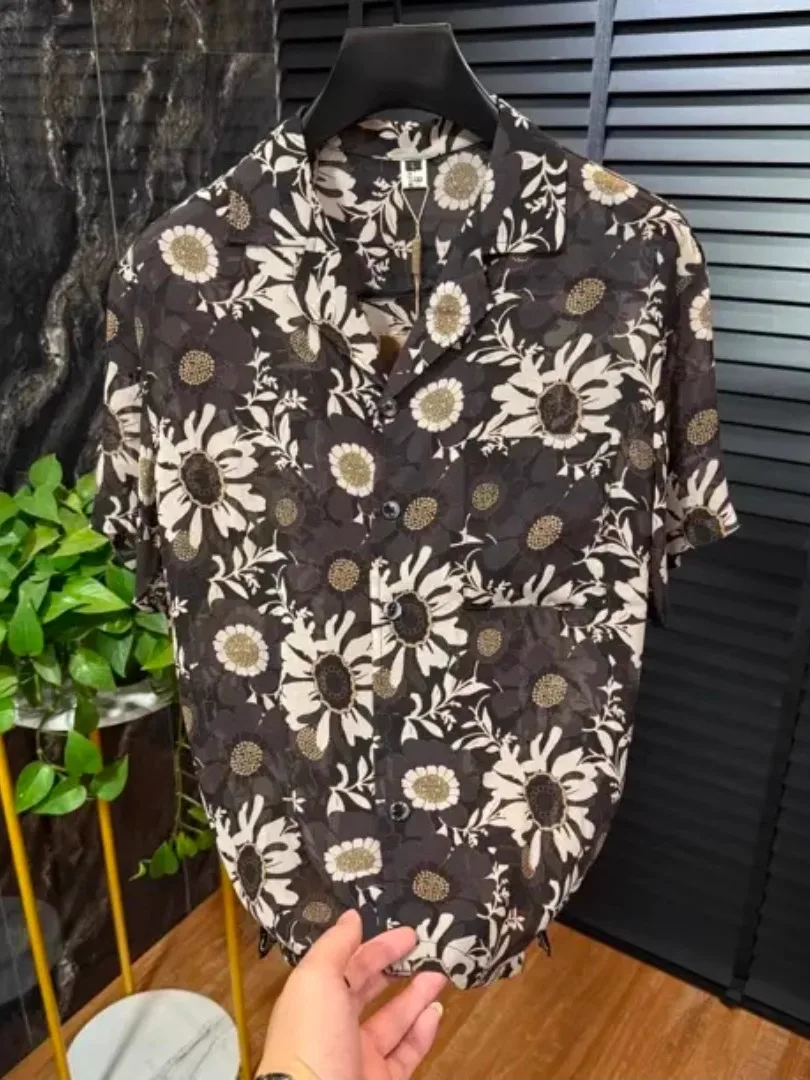 

Summer Men's Floral irt Casual ort Sve Cuban Collar High Quali Faionable Versatile Leisure Cool European Goods