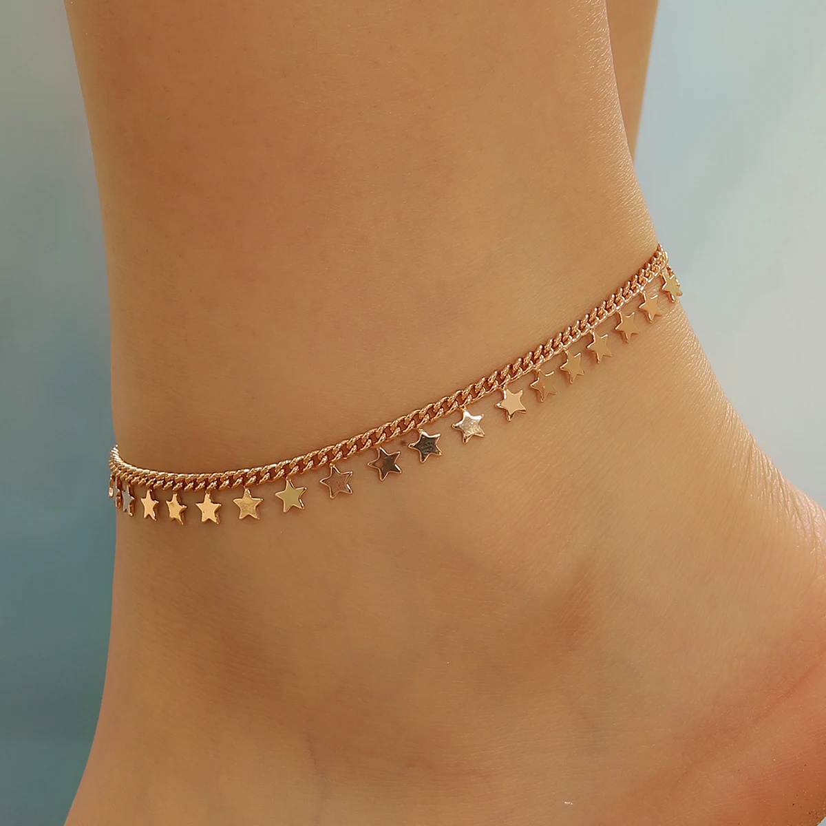 Chandler Double Layer Star Tassel Stacked Anklet Star Pendant Anklet Chain Simple Jewelry Birthday Party Gifts for Women Girls