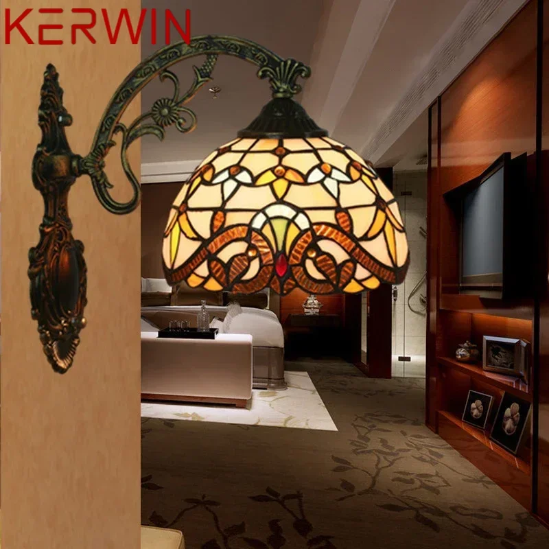 KERWIN-Applique Murale LED Tiffany Moderne, Lampe Baroque Européenne Créative, Verre, Nik, Maison, Salon, Chambre, Décor