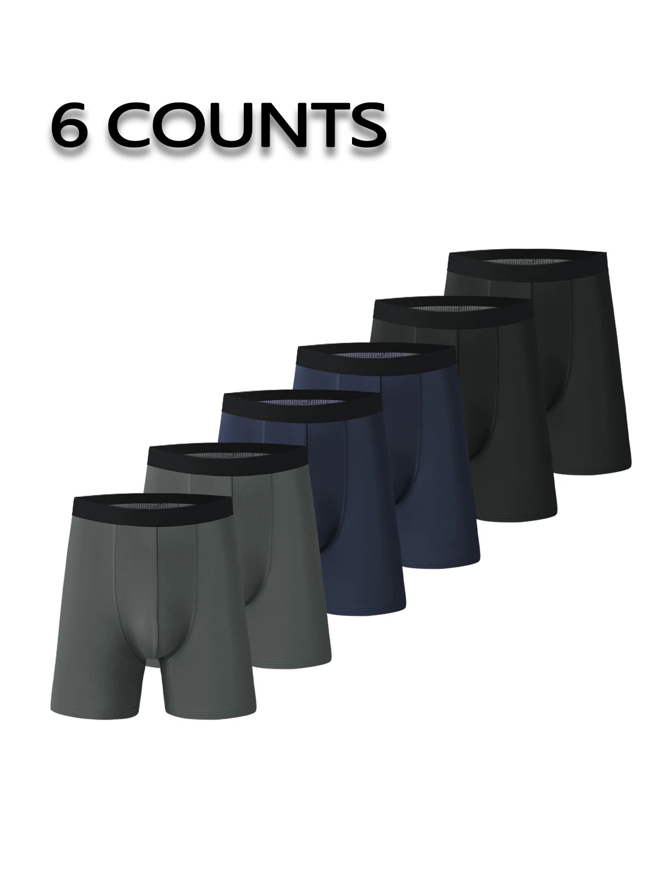 Men's underpants 6 pcs fashion tide models solid color in elastic boxer shorts breathable soft leisure quadrangle pants