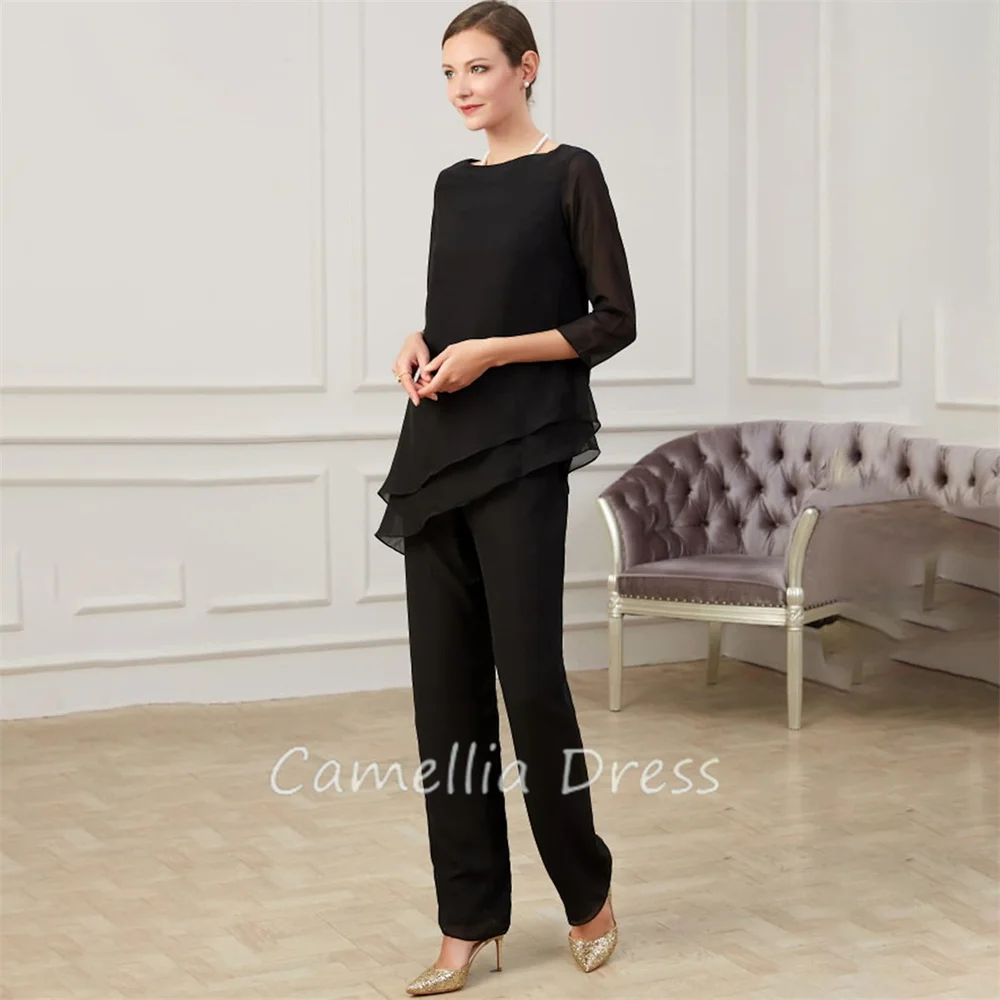 Elegant Scoop Neck Mother Of The Bride Dress Jumpsuit Chiffon Ankle-Length Formal Dresses Vestidos Mae Da Noiva Casamentos