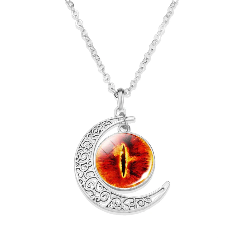 Eye of Sauron Necklace Crescent Pendant Evil Dragon Eye Necklace for Women Men