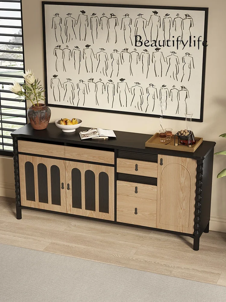 

home furniture all items American simple retro solid wood dining side cabinet, living room dining side storage decoration, entra