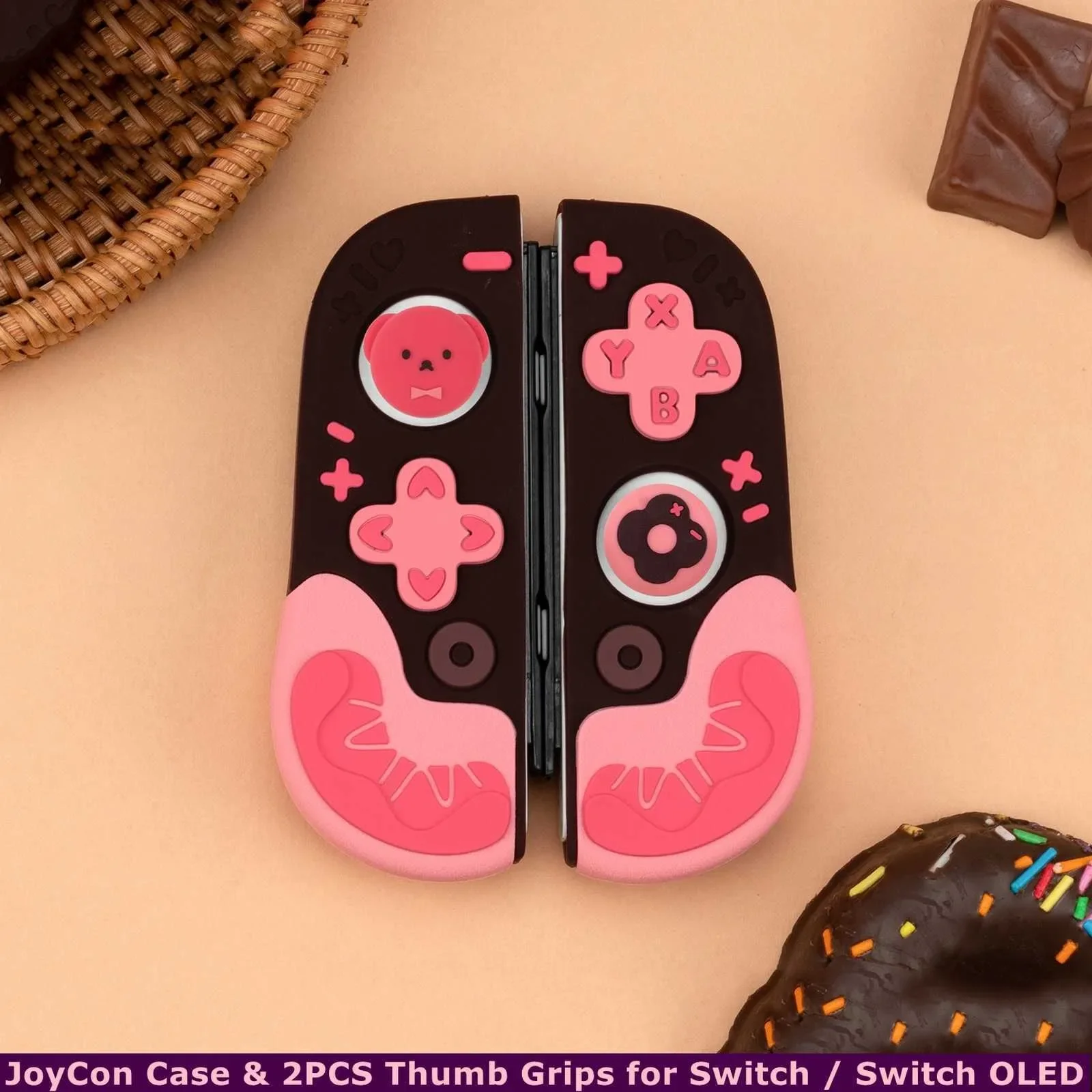 

For Switch/OLED Handle Split Protective Case Earthquake Resistant And Fall Resistant Colorful Donut Silicone Handle Cover