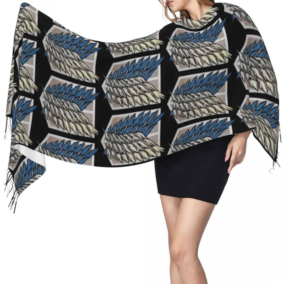 

Шарф «Атака Титанов», шарфы с кисточками для женщин, мягкие теплые шали и накидки, большая осенне-зимняя шаль