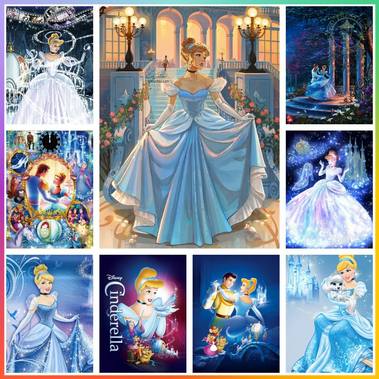 

Cinderella Disney Princess Diamond Painting Cross Stitch Set Mosaic Embroidery Home Decor 5D DIY Art Pictures Printed Children