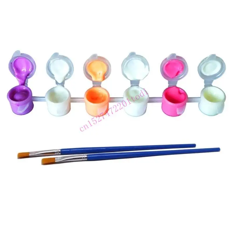 M76B 6 Pcs/Set Glow Paint 6 Colors Long-Lasting Liquid Paint for Children