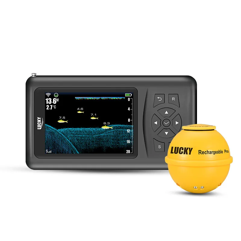 Lucky localizador de peixes sem fio, sonar portátil, localizador de profundidade de peixe com sensor de 45m de profundidade e alcance de 200m com display lcd para pesca no gelo