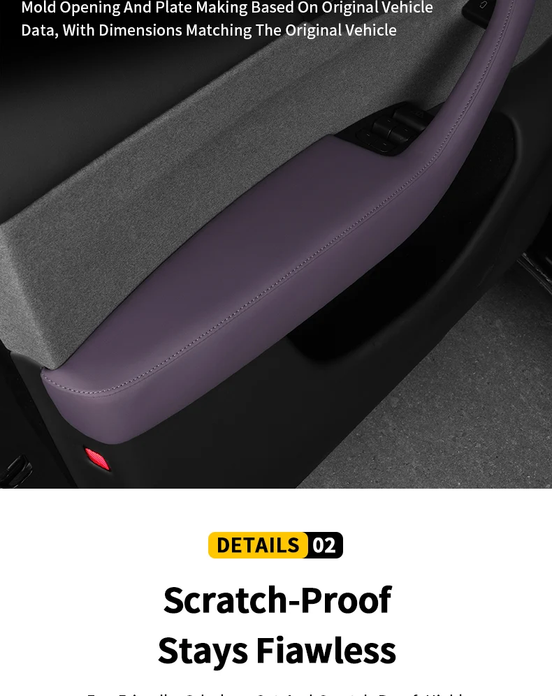 Originalfarbene Leder- und ABS-Türgriffschutzhülle für den Innenraum – Zubehör für Tesla Model 3 / Model Y / Model YL – Detail 8