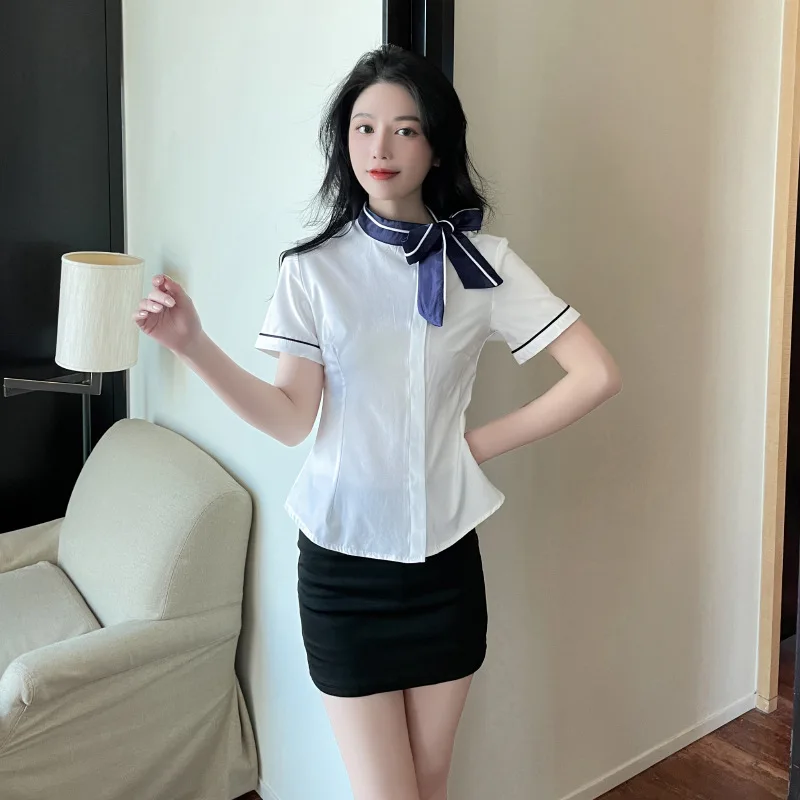 Woman Work Clothes Shirt Short Skirt Suit Hotel Waiter Beauty Salon Spa Massage Nail Cafe Foot Bath Technician Overalls Uniform