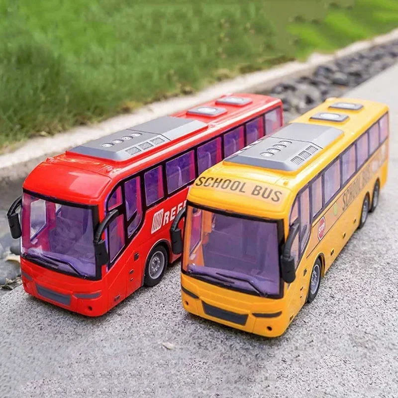 1:30 carro rc crianças 4ch ônibus de controle remoto com luz led sem fio moel brinquedos veículo controlado modelo de plástico simulado
