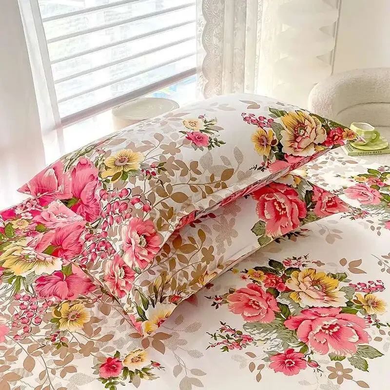 ​​1PC Floral Reactive Printed Fitted Sheet - Single/Queen/King Size Sabanas Cama Matrimonial, Double Bed Mattress Cov