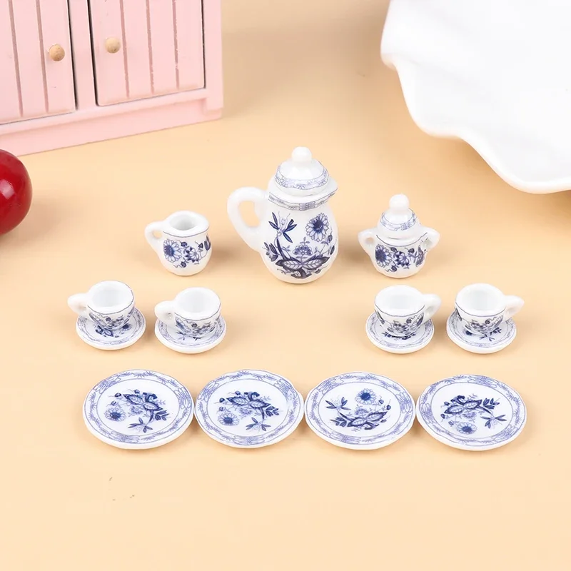 1 Set 1:12 Casa delle bambole in miniatura Porcellana Tazza da tè in ceramica Set Stoviglie Cucina Casa delle bambole Teiera Giocattoli fai da te
