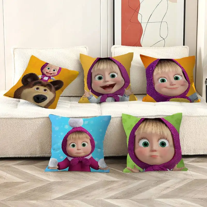 Cartoon Cute M-MashaS And The Bear Pillow Anime Pillow Sofa Bed Head Pillow Cover Cushion Cover 45x45 cm Fashion