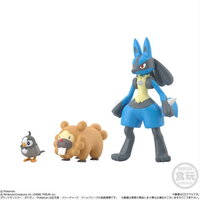 Bandai Genuine Pokemon Scale World 1/20 Lucario Bidoof  Riolu Shinx Gible Leafeon Luxray Dawn Lucas Model Ornament Toys