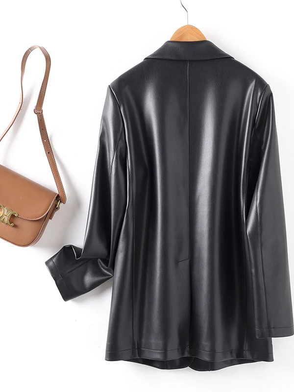 Ele ort Bla Leather Jaet Women's Sli Napa eepskin Coat Spring Autumn New Arrival from Hangzhou China