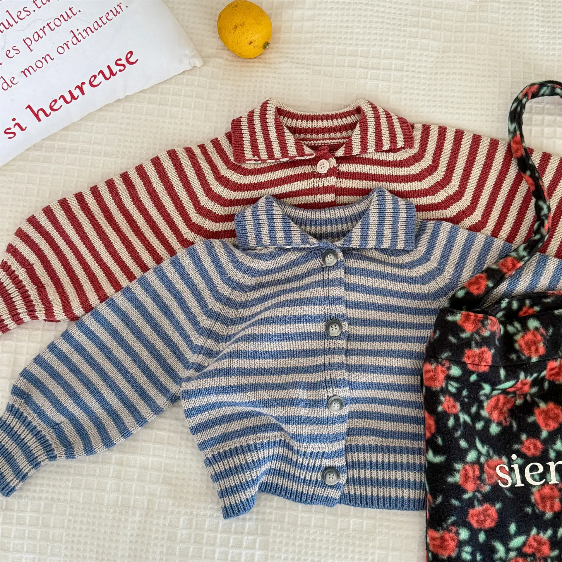 

2025 Winter New Children Warm Knit Coat Boys Girls Casual Striped Sweater Cardigan Baby Knitwear Tops Kids Cotton Knitted Jacket