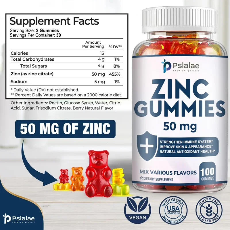 Zinc Gummies - Supports Cognitive Performance, Mood and Energy Levels and Promotes Healthy Sleep