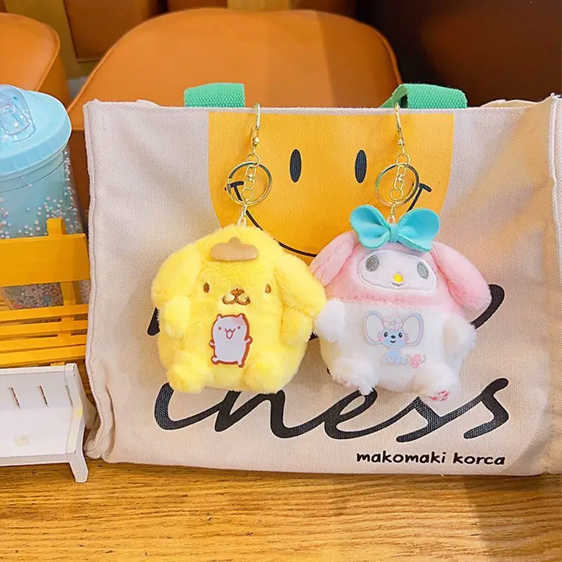 Kawaii Kuromi بلدي ميلودي مرحبا كيتي PomPomPurin سينامورول سانريو الأطفال أفخم تغيير محفظة ألعاب من نسيج مخملي مفتاح سلسلة هدية للأطفال