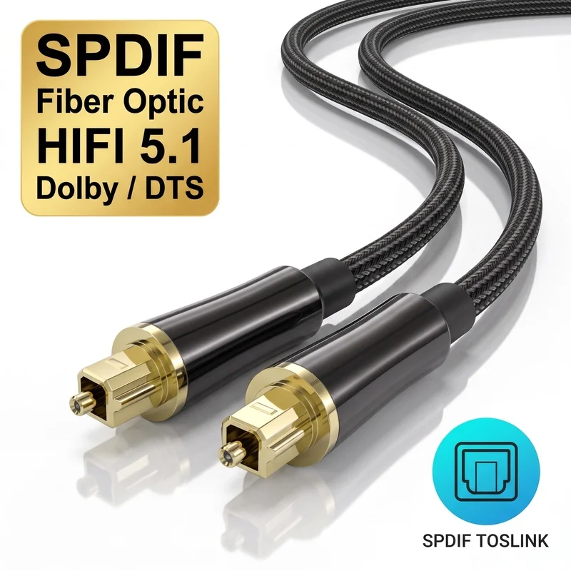 Digital Optical Audio Cable Toslink 1.5m 2m 3m SPDIF Amplifier Player Coaxial Cable For Sound Bar, TV, Xbox, PlayStation PS5/PS4