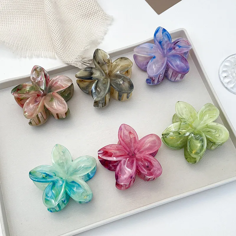 AISHG Gradient Flower Hair Accessories Set Beach Style Hairpins Flower Claw Clips Summer Flower Hairpins Hawaiian Style