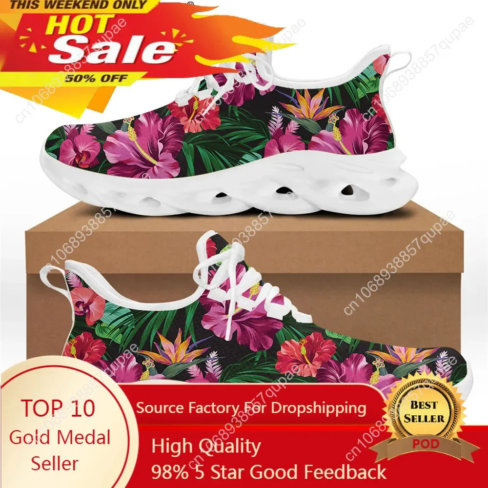 Tropical Hibiscus Flower Design Flats Sneakers Shoes Mens Womens Sports Shoes Fashion High Quality DIY Sneaker Custom Made Shoe