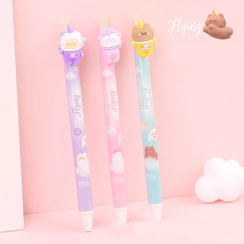 

36 pcs/lot Cartoon Animal Erasable Gel Pen Cute 0.5mm Blue Ink Pens Stationery Office School Writing Supplies