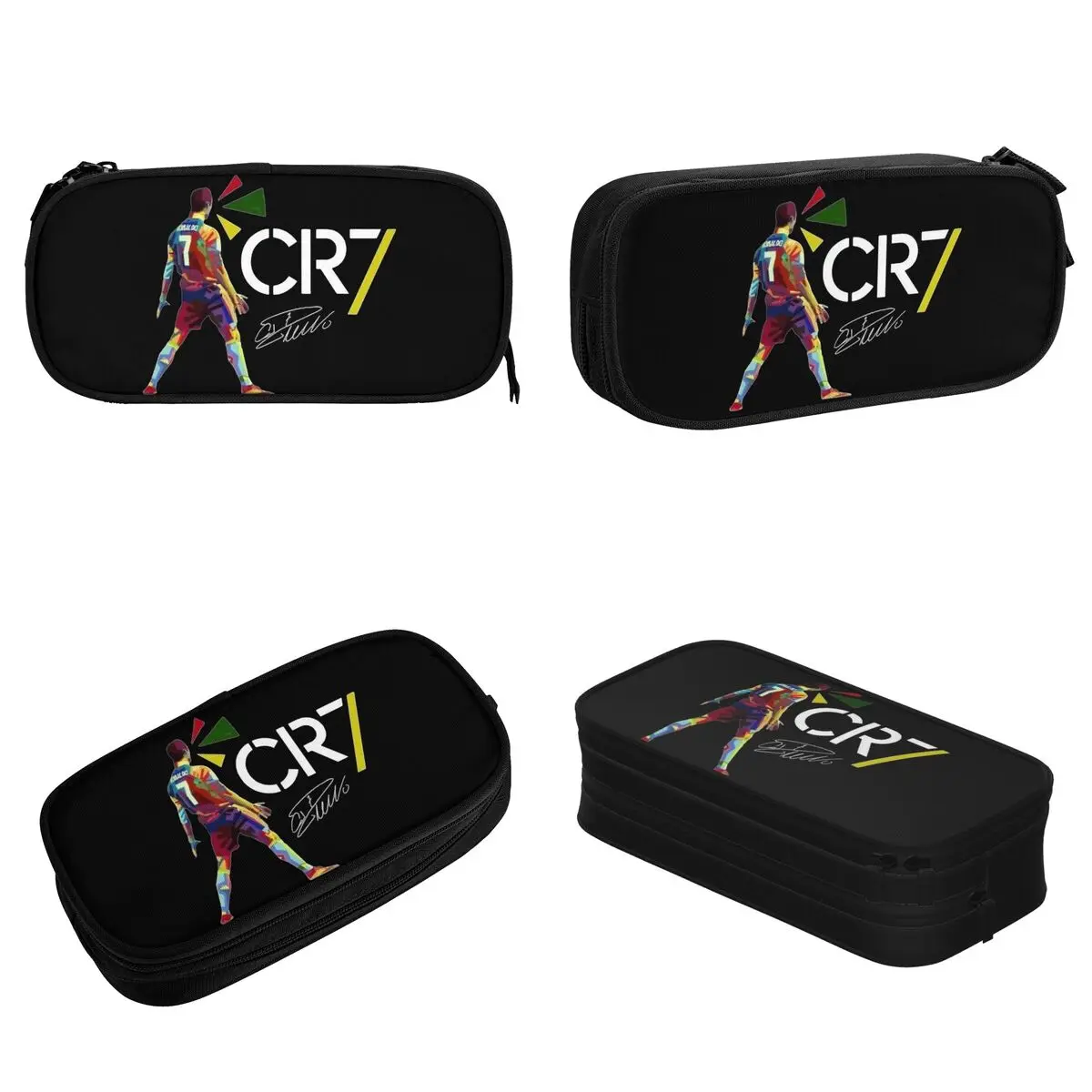 Cr7 Ronaldos Signature Pencil Cases Classic Football Pen Holder Bag for Student Big Capacity School Supplies Zipper Pencilcases