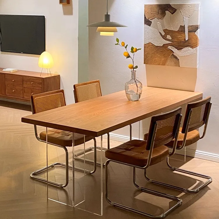 Ash wood dining table household pure solid wood creative tea table living room desk rectangular floating table