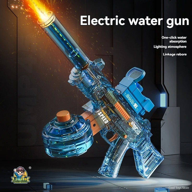 UMP45 Electric Light Water Gun Powerful Toy Machine Gun Automatic Continuous Shooting Gun Summer Beach Battle Toy for Adults Boy