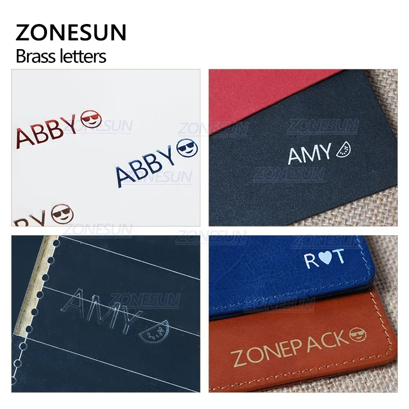 ZONESUN 184Pcs Custom Logo Brass Alphabet Letter Set With Number Symbols 10cm T slot Letter Stamp For Hot Foil Stamping Machine