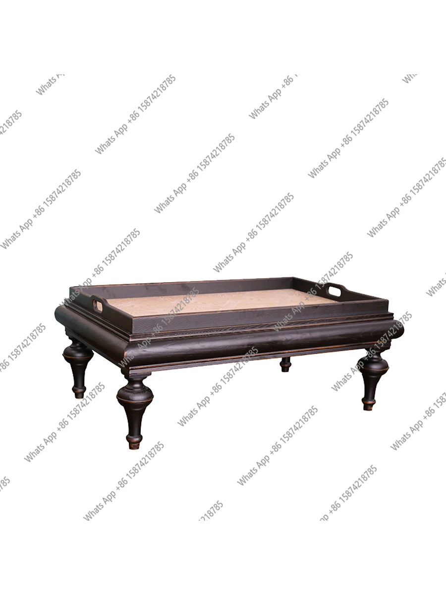 French solid wood coffee table living room coffee table small apartment tray walnut American retro small table