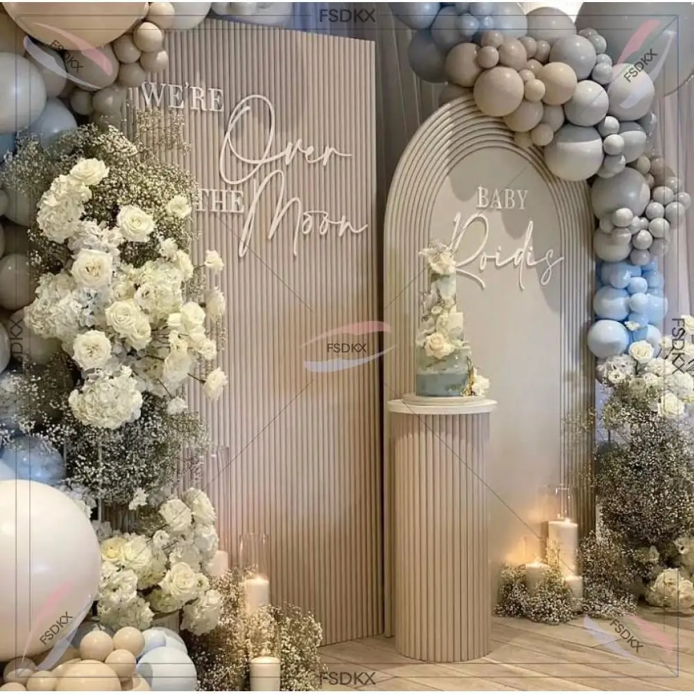 

FSDKX New Design Customized 3d White PVC Ripple Backdrop Arc Arch Wedding Backdrop Stage Events Decor Wall