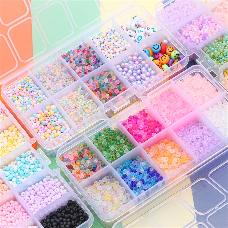 Frosted Rice Beads Crystal Glass Seed Beads Letter Beads Set Material Bag Handmade DIY Jewelry Bracelet Necklaces Accessories