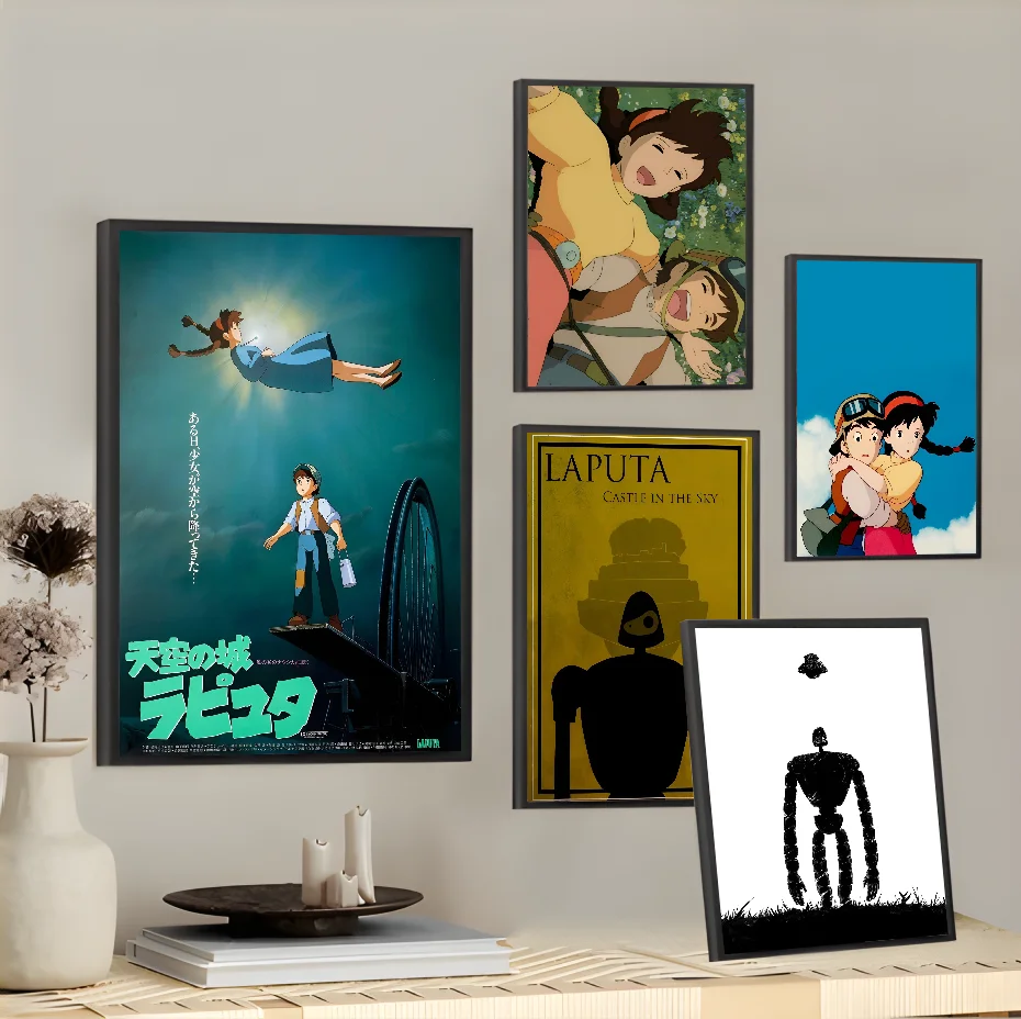 Anime L-Laputa C-Castle In The S-Sky Japan Cartoon Poster Sticky Wall Art Printing Waterproof Home Living Bed Room Bar Aesthetic