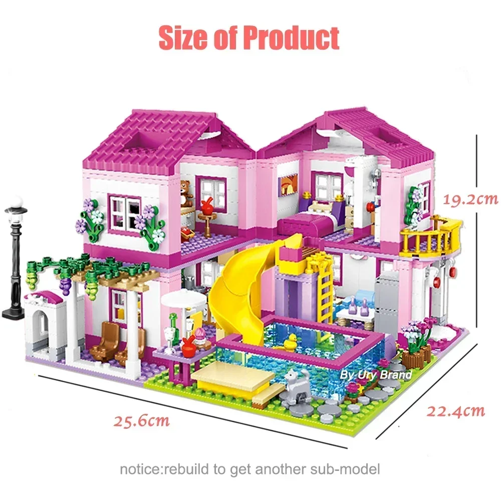 Friends City House ฤดูร้อน Holiday Villa Castle Building Blocks ชุดตัวเลขสระว่ายน้ํา DIY ของเล่นสําหรับเด็กผู้หญิงคริสต์มาสของขวัญ