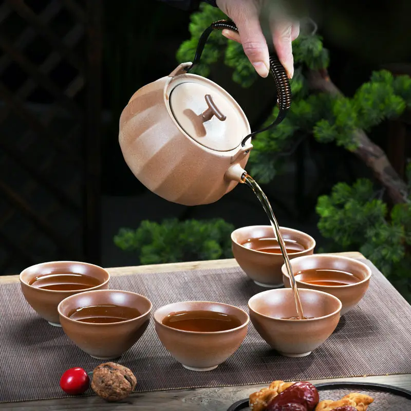 

Luxury Tea Set Earthen Kiln Complete Set of Tea Set Teapot Ceramic Indoor Mug Pot Ceramic Tea Set Teapot Outdoor Tea Lovers Gift