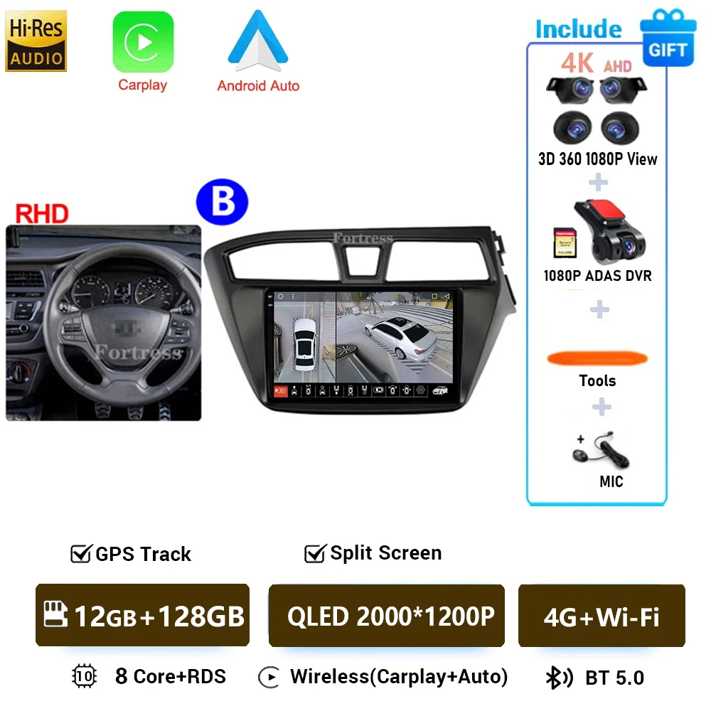 Auto radio voor Hyundai i20 2 II GB 2014 - 2018 Android 16 inch scherm Multimedia autoradio navigatie stereo videospeler Carplay Auto