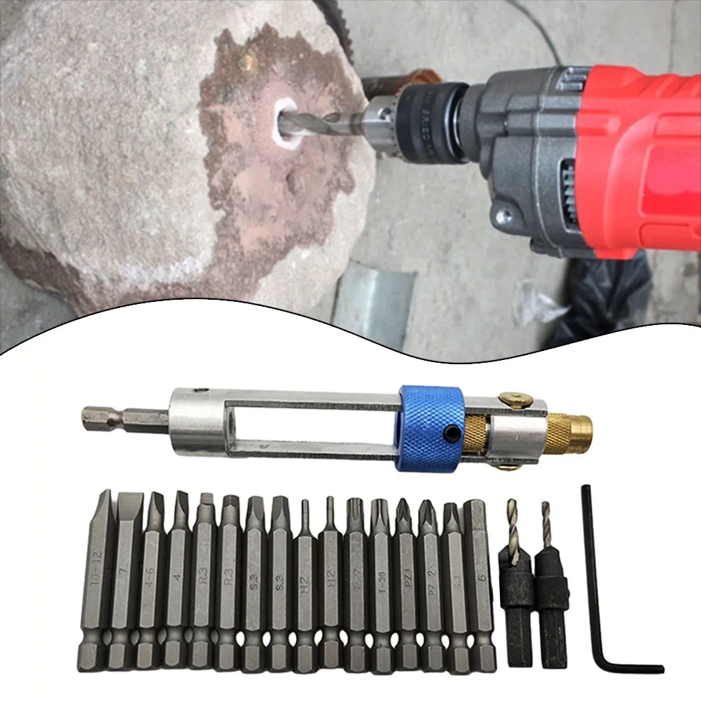 

18 Pieces Half Time Drill Driver Bits Set Includes Cross Slot Flat and Countersunk Drill Bits with Wrench and Storage Box