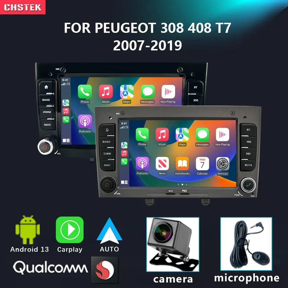 

Автомобильный радиоприемник CHSTEK Android 13, навигация для Peugeot 308 308 SW 408 T7 2007 - 2019 Qualcomm Bluetooth WIFI 4G авто стерео