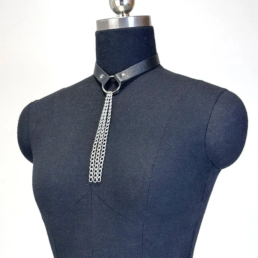 숙녀 섹시한 가죽 체인 목 장식 스트랩 조절 가능한 재미있는 칼라 액세서리 일일 데이트 BDSM 의류 액세서리