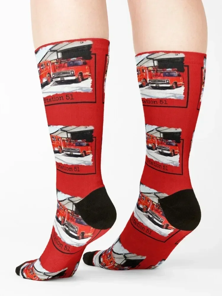 Fire Station 51, Emergency TV Show, Firetruck Socks retro designer brand Socks For Men Women's