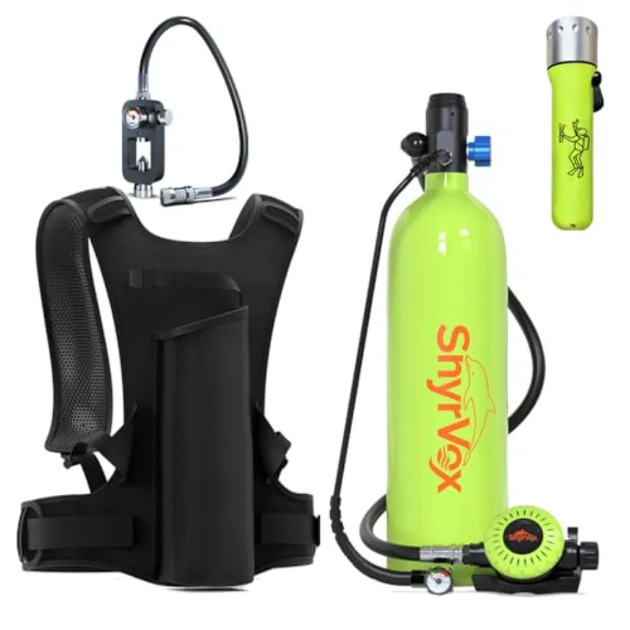 

Portable scuba tank for recreational pool use, aluminum alloy, black, 1.9L capacity with 30-35min air supply