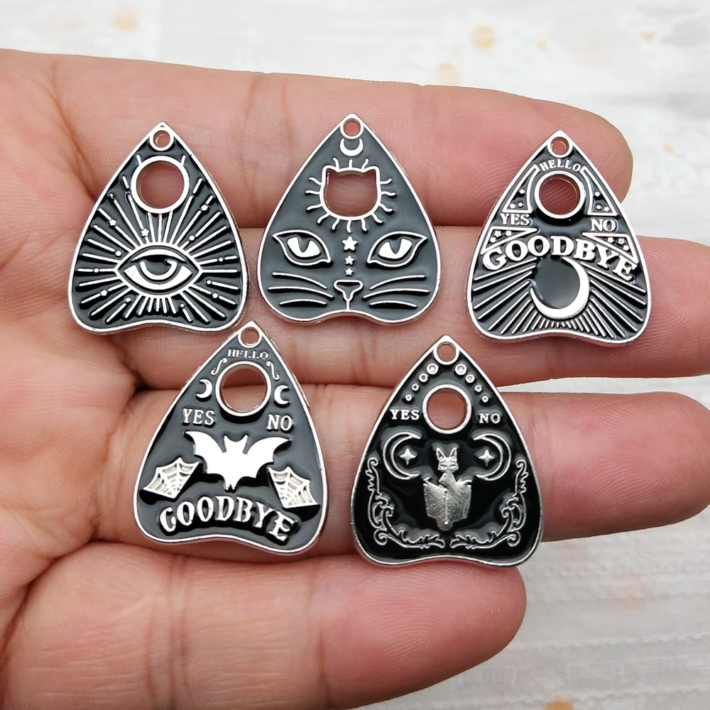 10pcs Cat Moon Bat Eye Charms for Jewelry Making Enamel Earring Phone Keychain Pendant Diy Accessories Alloy Metal White Plated