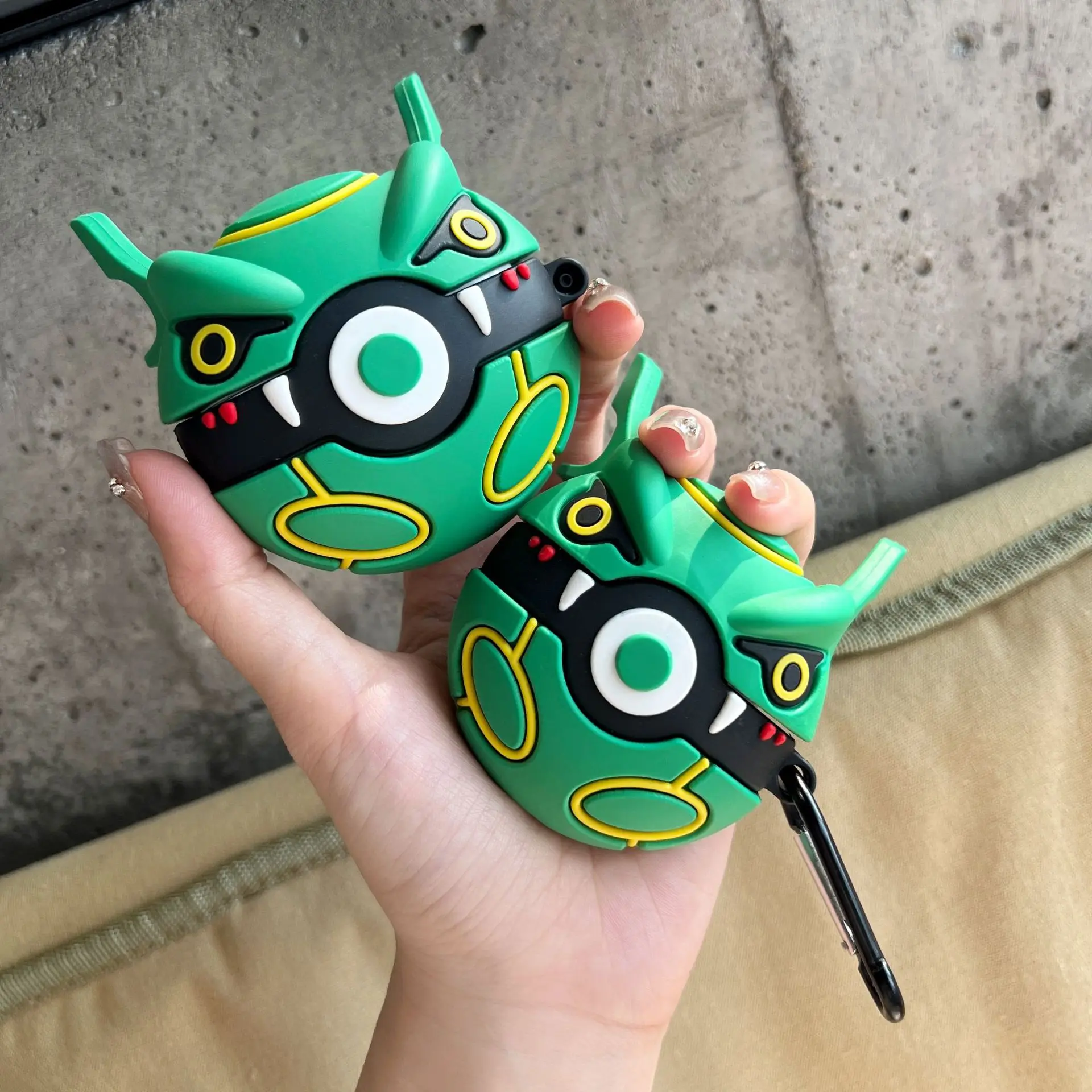 For Airpods 4 Case 2024,Pokemon Rayquaza Green Ball Silicone Protective Earphone Cover For Airpod 4 Case Boys Kids Funda